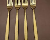Set of Four (4) Salad Forks - Viners of Sheffield Golden Firense (Gold Electroplate)