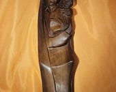 African Hardwood Statue of a Mother and Child