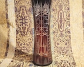Vintage 1950's Biedermeier Style Blood Red Bohemian Glass Vase
