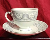 Vintage Leigh Shaped White Dolphin Pattern Wedgwood Cup and Saucer