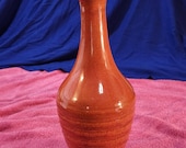 Rare Frankoma V-8 Decanter #948 – Hand-Signed Joneice Frank – Flame & White Sand Glaze – MCM Art Pottery