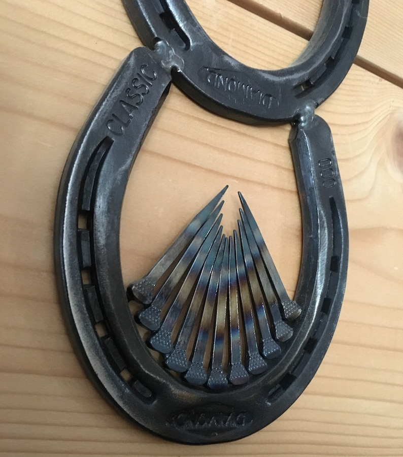 Country Western Extra Large Horseshoe and Nail Cross Wall Art/ Western