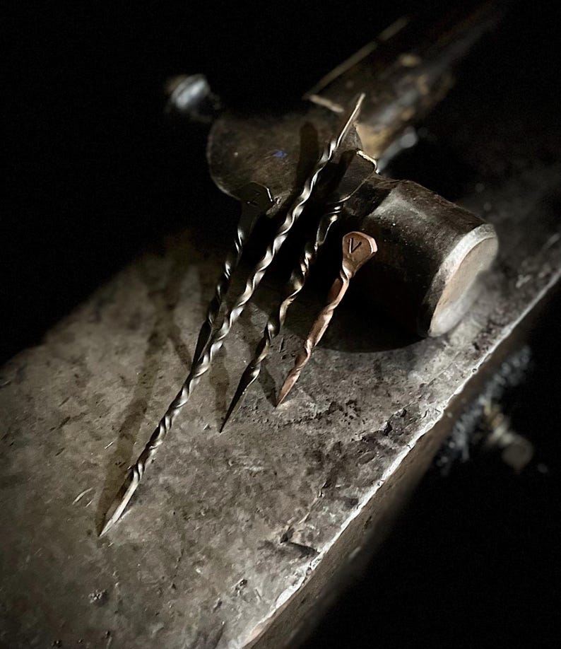 Hand Forged Cowboy Toothpick: Horseshoe Nail or Stainless Steel image 12