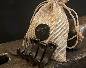 Ganchos de acero forjado a mano, gancho para llaves de herrero, juego de ganchos para abrigos/sombreros