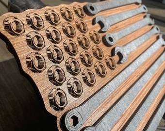 Personalized Layered Wrench Flag: Laser Cut Garage Decor, Tool Gift