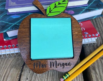 personalizable engraved post-it holder desktop decor teacher supplies