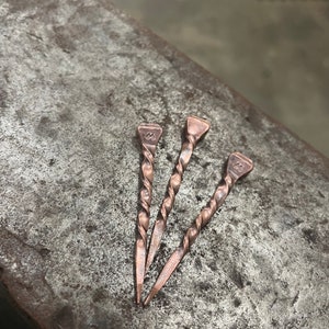 Hand Forged Cowboy Toothpick: Horseshoe Nail or Stainless Steel Copper HS 3pack