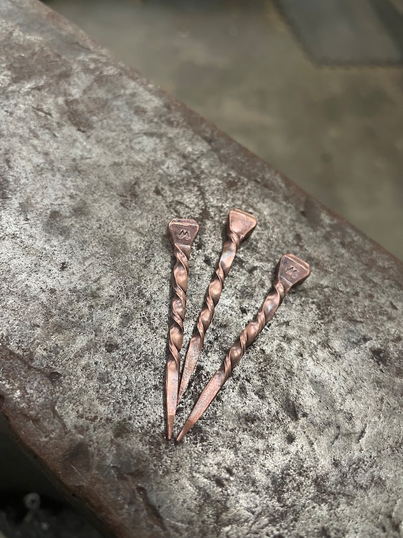 Hand Forged Cowboy Toothpick: Horseshoe Nail or Stainless Steel Copper HS 3pack