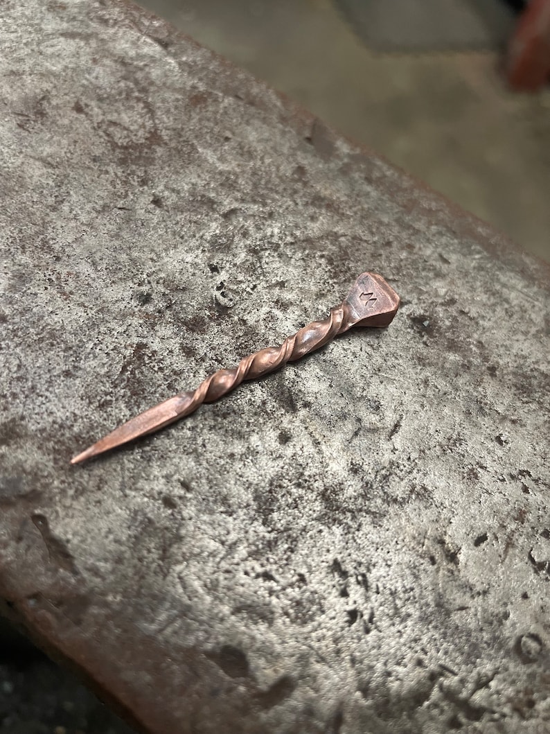 Hand Forged Cowboy Toothpick: Horseshoe Nail or Stainless Steel Copper HS single