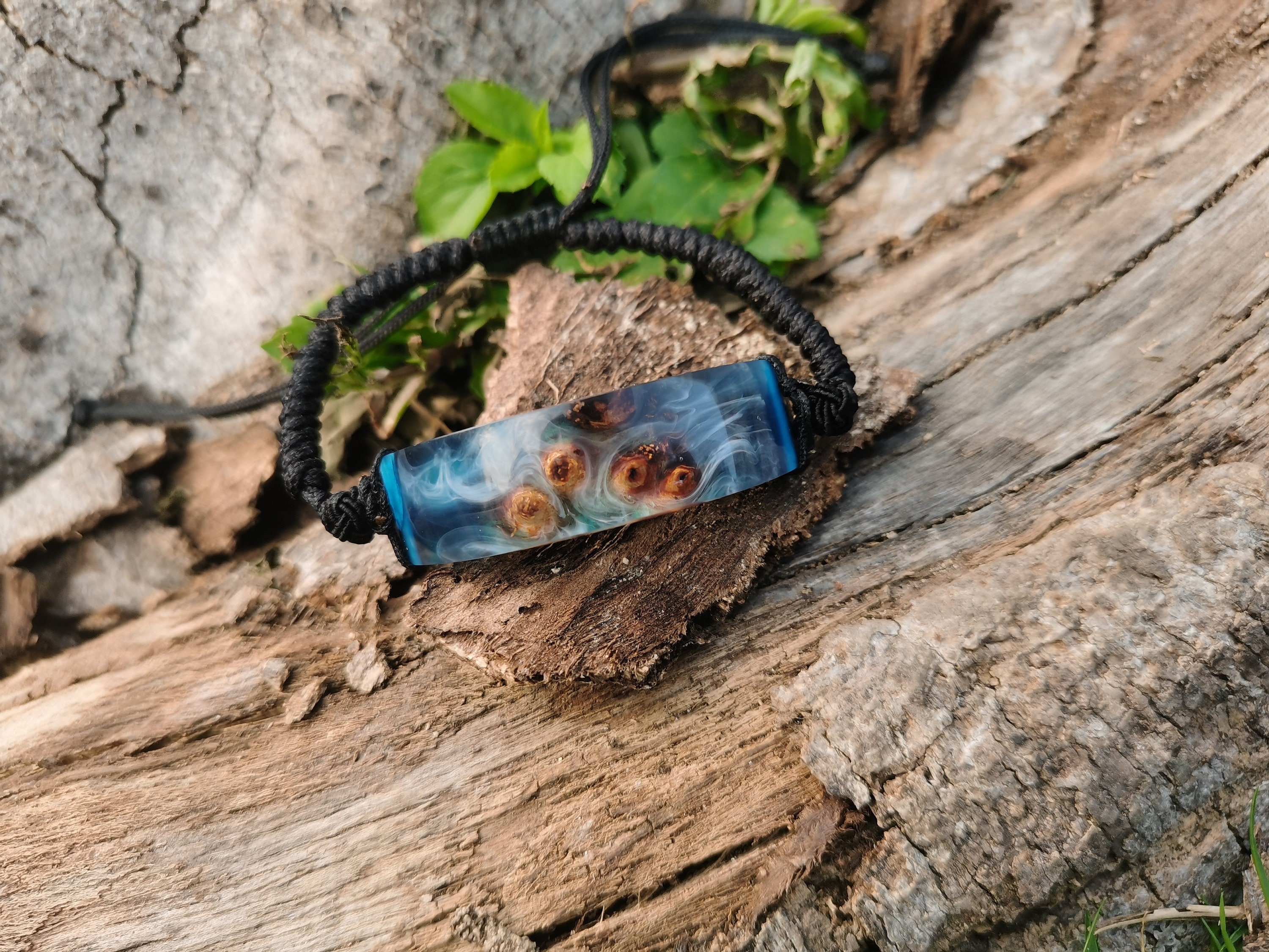 Buy Wooden & Resin Bracelet Air 4 Elements Volcanic Stone Bracelet Real Wood  Resin Bracelet Online in India - Etsy