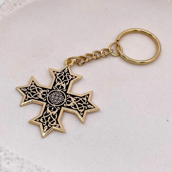 Hard Enamel Coptic Cross Keychain