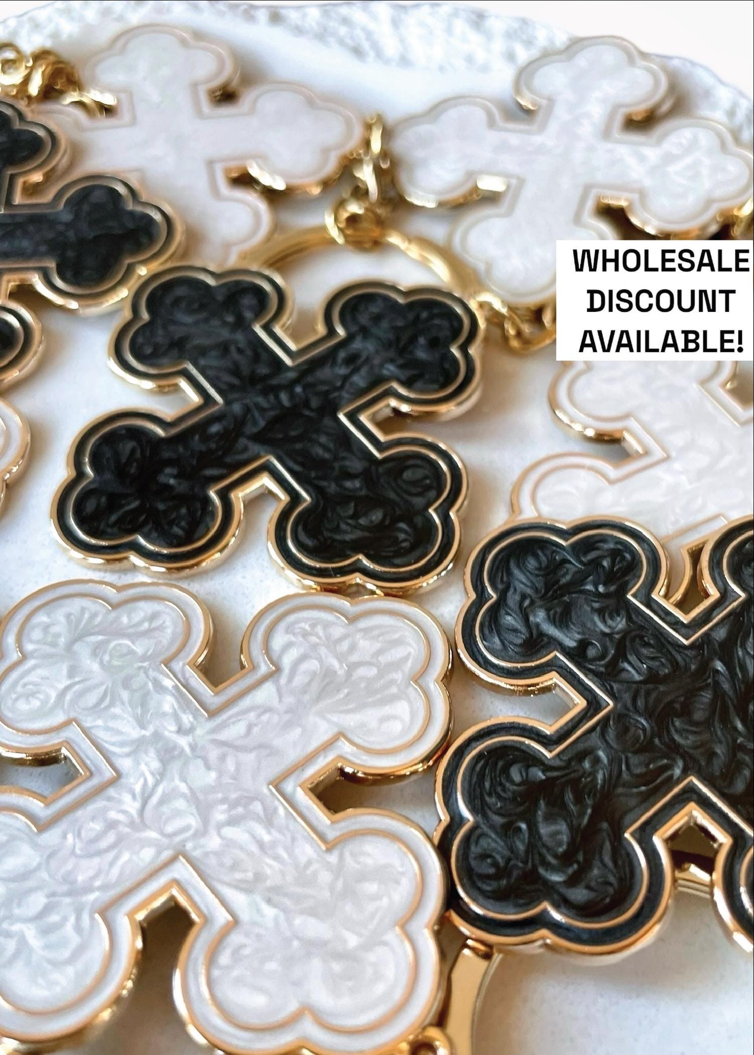 Round Pearlescent Coptic Cross Keychain (Budded Cross)