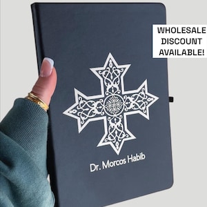 Customizable Coptic Cross Journals - Notebooks (Textured Faux Leather)