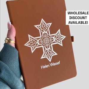 Customizable Coptic Cross Journals - Notebooks (Smooth Faux Leather)