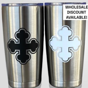 Clear Vinyl Coptic Cross Sticker (Safe for Thermal Cups)