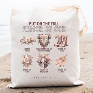 Armor of God Christian Tote, Faith-Based Bible Verse- Scripture Bag, Perfect Gift for Believing Women- ChristianMoms,Ideal for Church Events