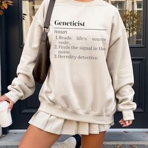 Geneticist Noun Sweatshirt, Heredity Detective Science Crewneck, DNA Source Code Shirt, Genome Researcher Gift, Bioinformatics STEM Top