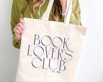 Book Lovers Club Tote Bag – Cute Aesthetic Gift for Readers and Bookworms – Literary Canvas Bag for Library, Bookstore, or Book Club