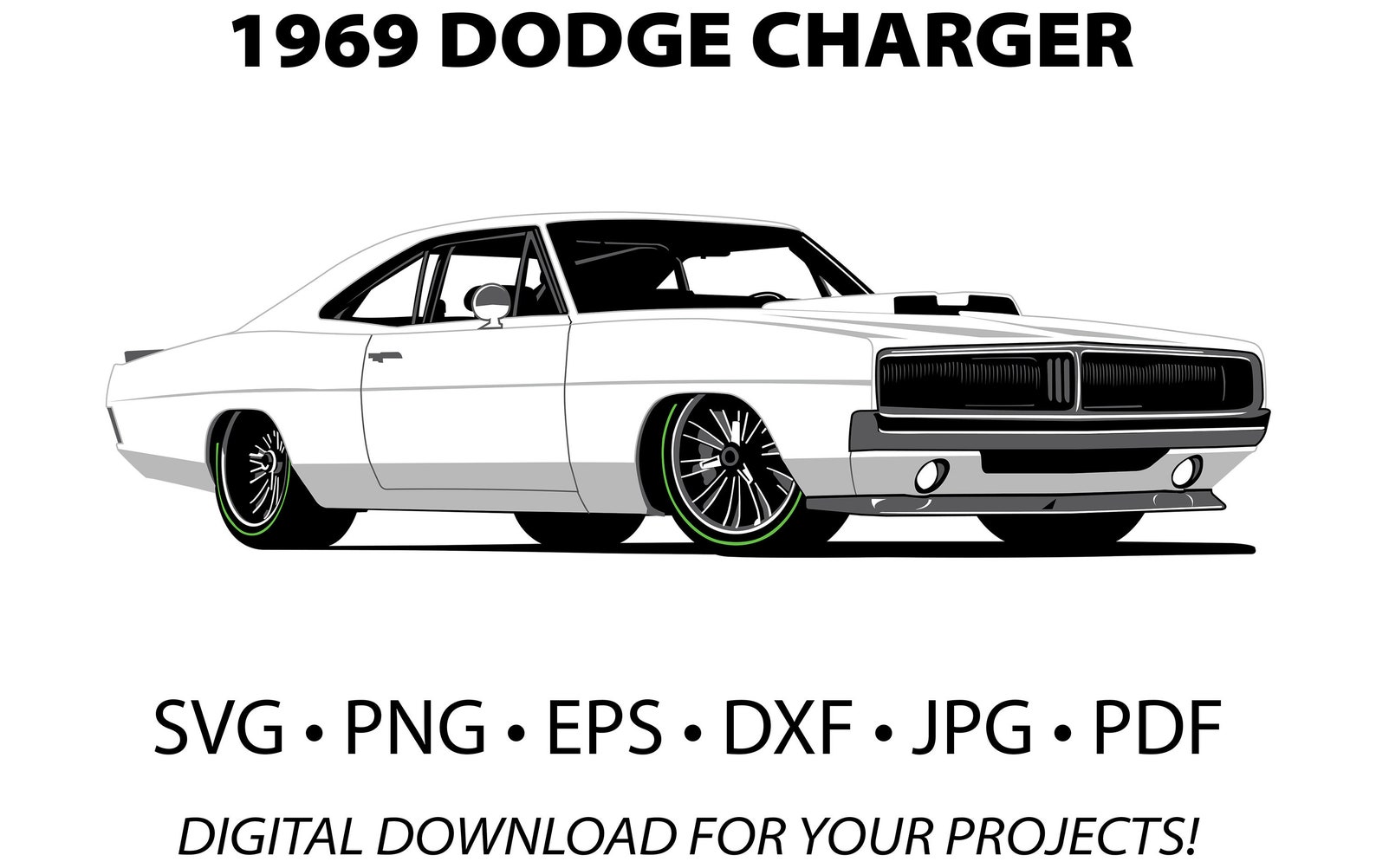 Dodge Charger 1969 Restomod EPS Vector Png Dxf SVG Jpg Car Etsy