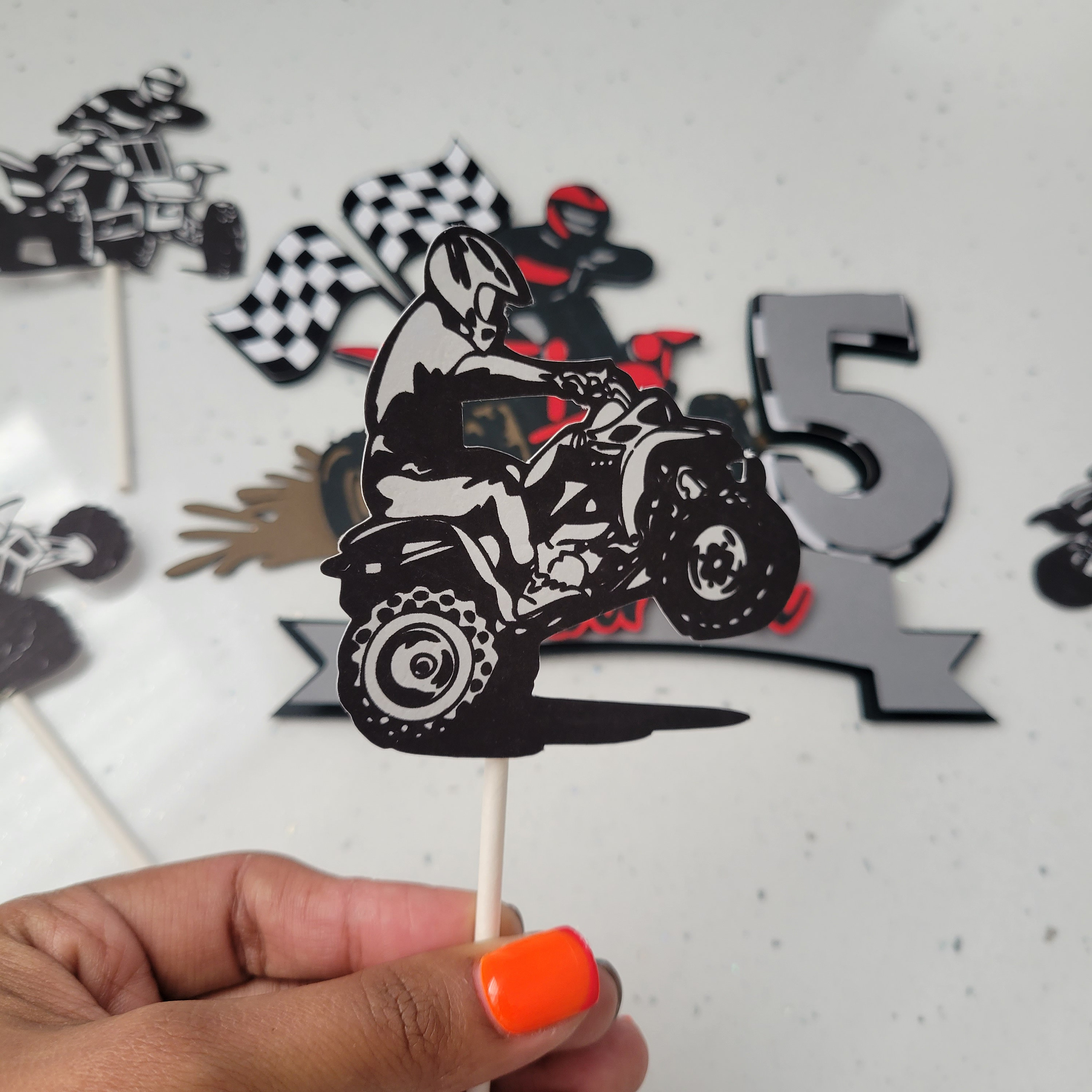 Four Track Birthday Package, Four Track Cupcake Toppers, ATV QUAD, 4