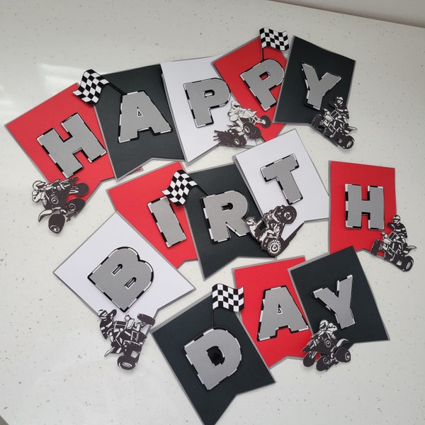 Four Track Birthday Package, Four track cupcake toppers, ATV QUAD, 4 Wheeler, Extreme Sport birthday, ATV Quad Birthday Party