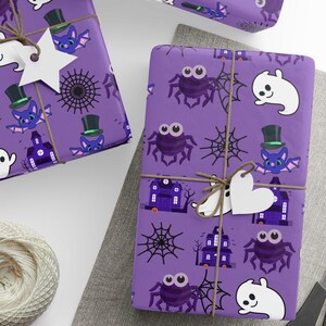 Horror-ibly Cute Gift Wrap, Ghosts, Bats, Haunted Houses, Gothic Wrapping Paper Roll, Recyclable, Eco-Friendly, Alternative Holiday