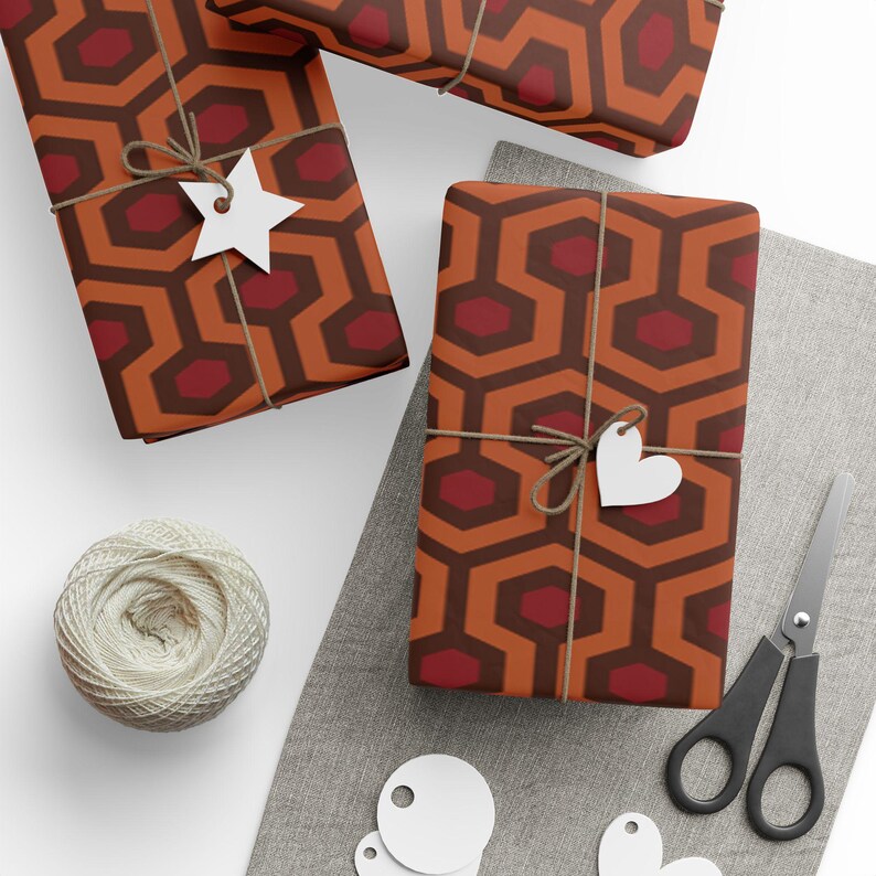 Vintage Horror Wrapping Paper: Retro Geometric & Bloody Script, Spooky Gift Wrap image 3