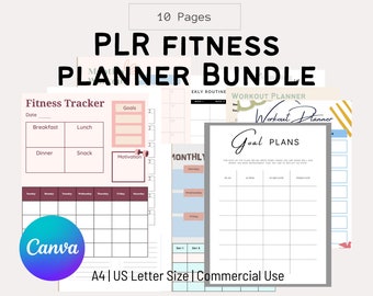 Pacchetto PLR Fitness Planner: modello Canva, planner rivenditore (download digitale)