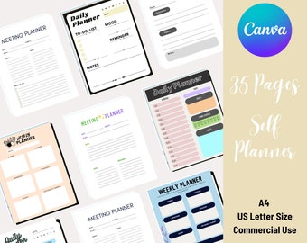 Planejador de Autocuidado PLR: Modelo Canva para Uso Comercial (Download Digital)