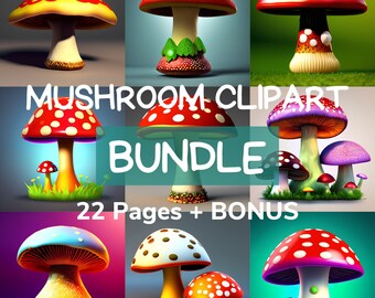 Mushroom Clip art, Mushroom Clipart bundle, Clipart for commercial use, Resell Clipart, Mushrooms PNG