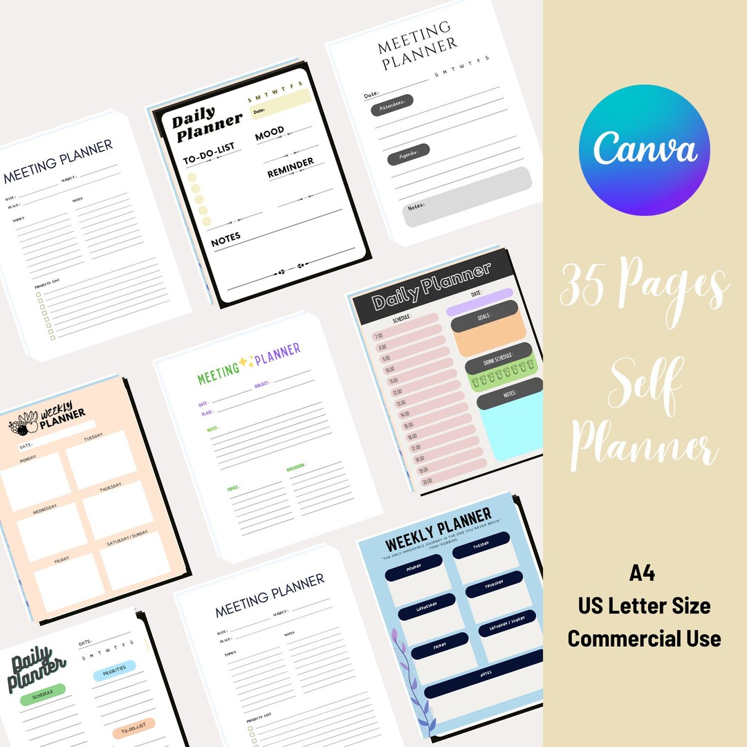 PLR Self Care Planner: Canva Template for Commercial Use (digital ...