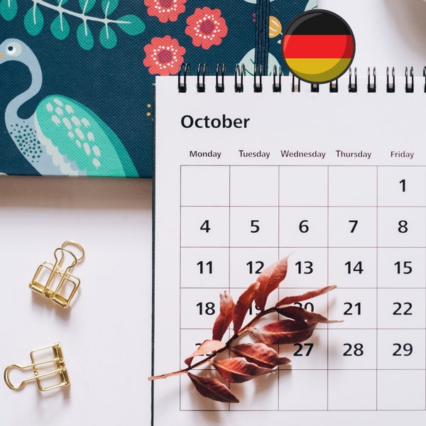 2024 Kalender Druckbar | Deutsch | 2024 Monatlicher Kalender zum Ausdrucken | Minimalistisch | 12 Monate | A4 und Letter | Download | PDF