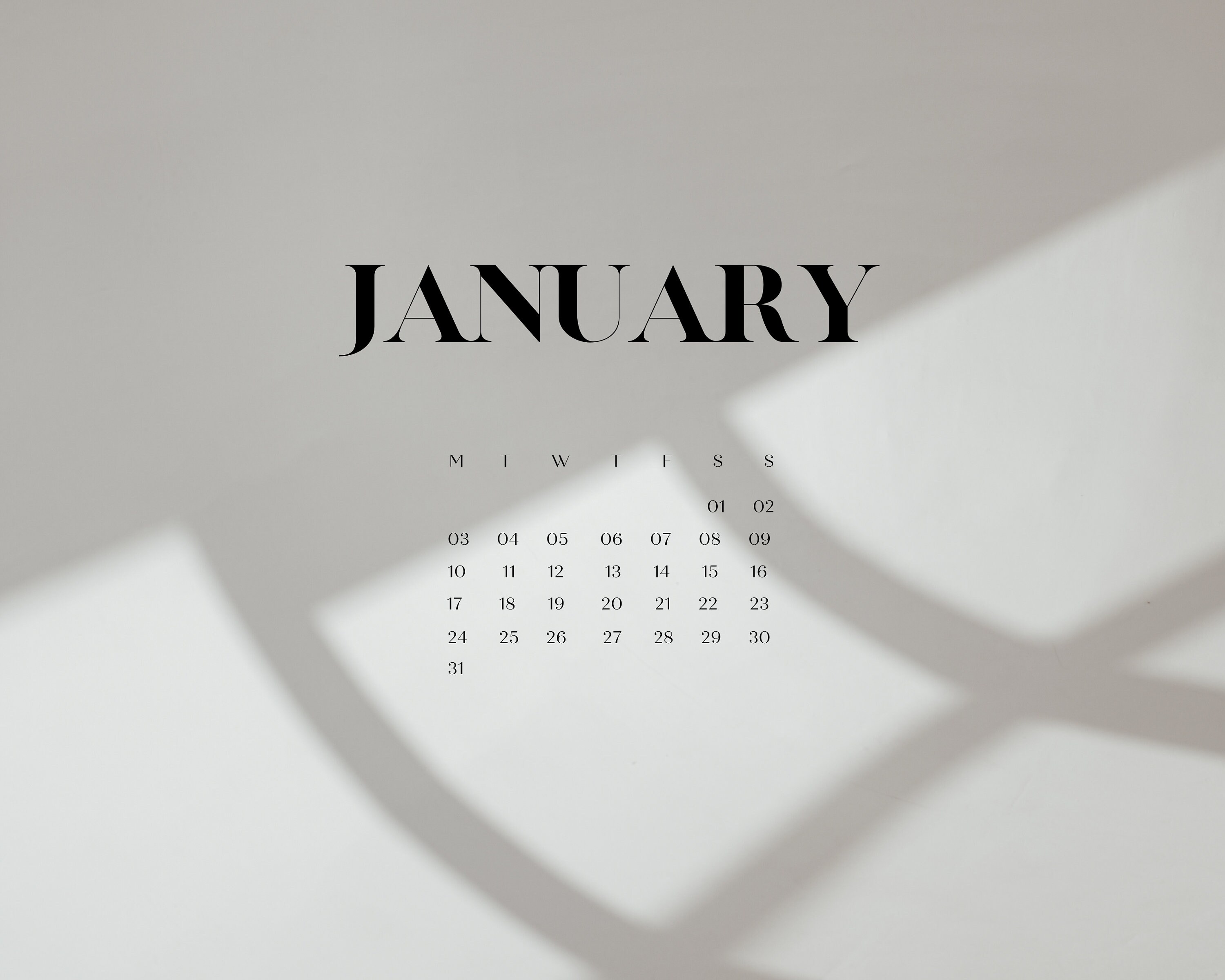 January Calendar Wallpaper