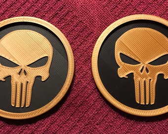 High-Quality, Unique, Black & Bronze Punisher Inspired Coaster. Set of Two.