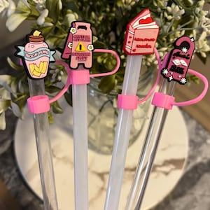 cute book straw topper