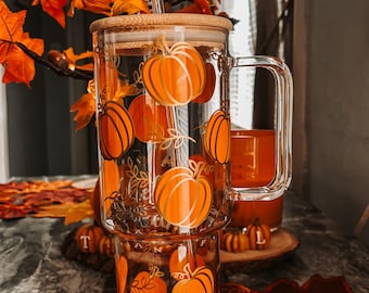 pumpkin spice 40oz glass tumbler