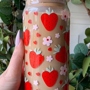 strawberry hearts glass