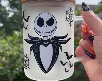 Jack skellington 16oz frosted glass mug