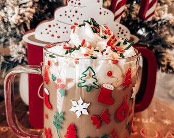 Christmas holiday glass mug
