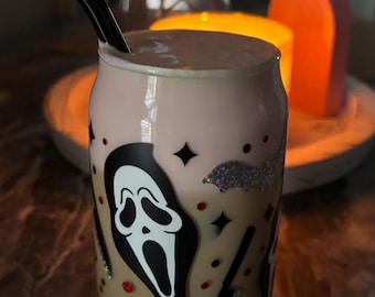 halloween scary movie glass cup