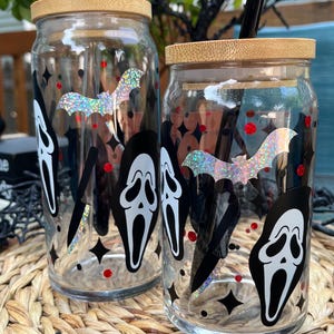 halloween scary movie glass cup