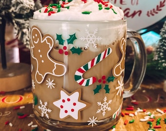 Christmas gingerbread glass mug