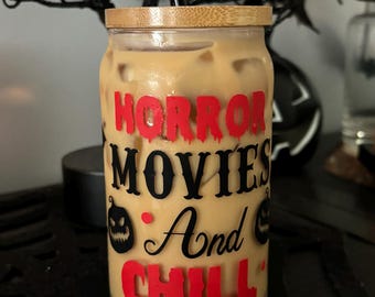 vaso de cristal de película de terror
