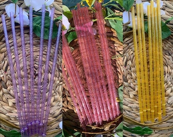 Pajita de plástico reutilizable con purpurina