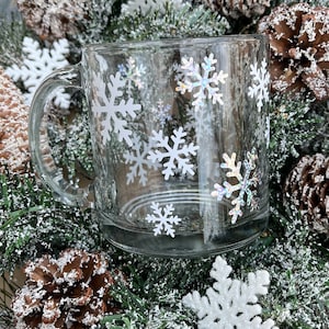 Snowflakes glass mug