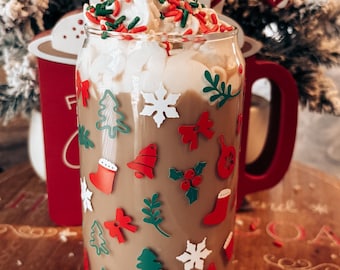 Christmas holiday glass cup