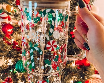 candy cane 40oz glass tumbler