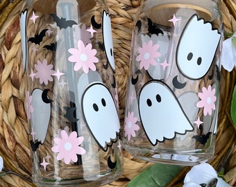 Ghost Glass Cup with Bamboo Lid & Straw: Iced Coffee Cup