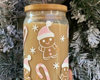 Pink holiday gingerbread glass