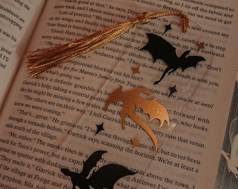 Handmade Acrylic Dragon Bookmark with Gold Tassel – Fantasy Reader Accessory